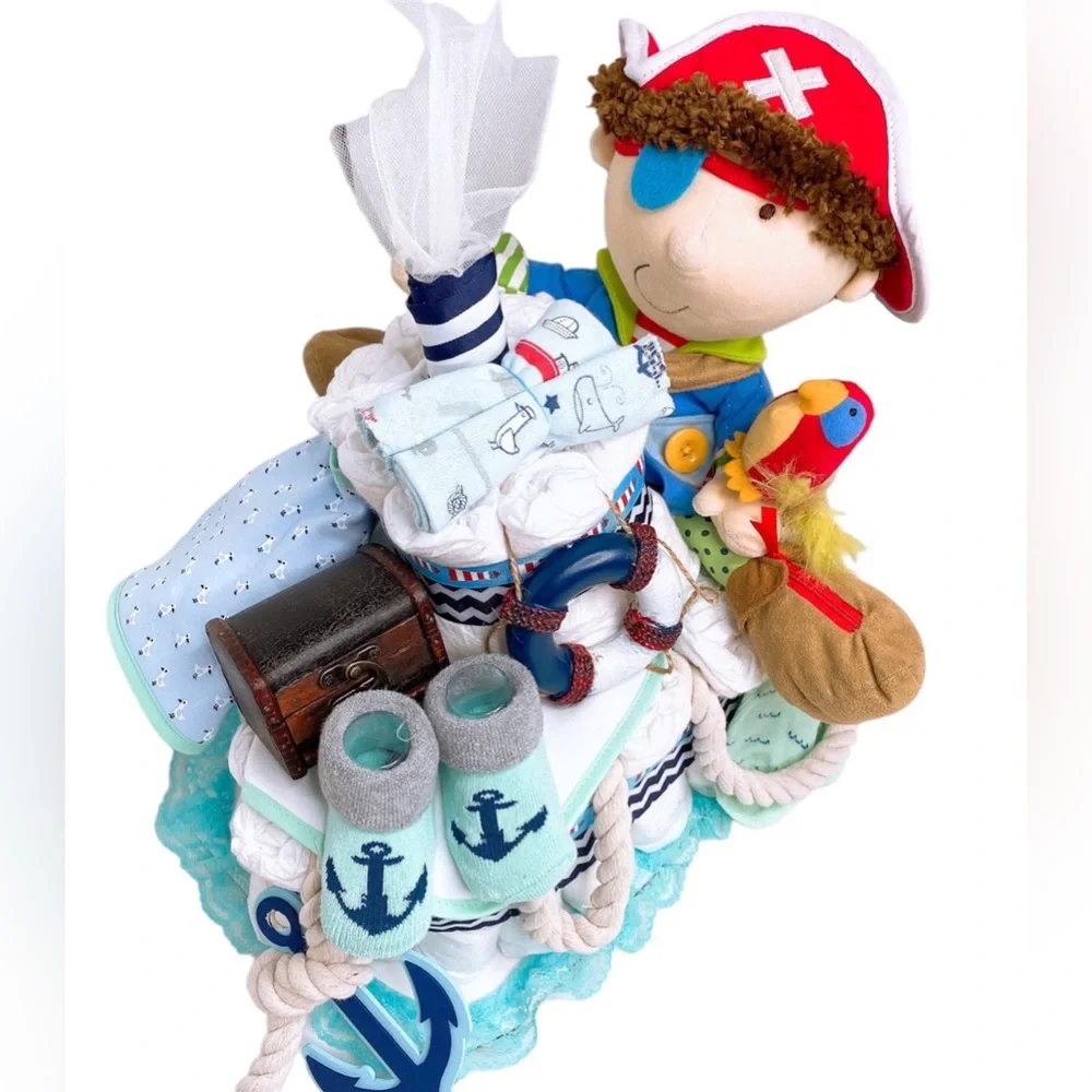 Pirate Diaper Cake, Nautical Themed